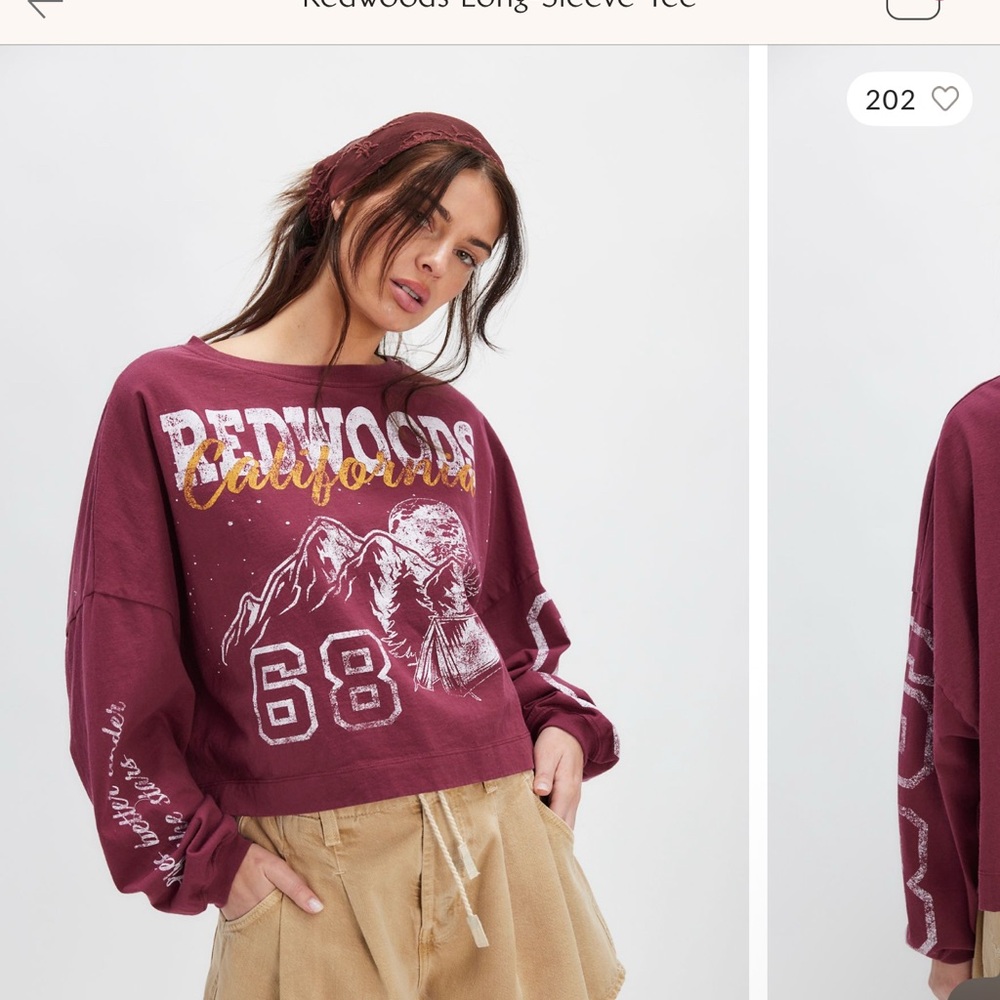 Free People Maroon Graphic Sweatshirt